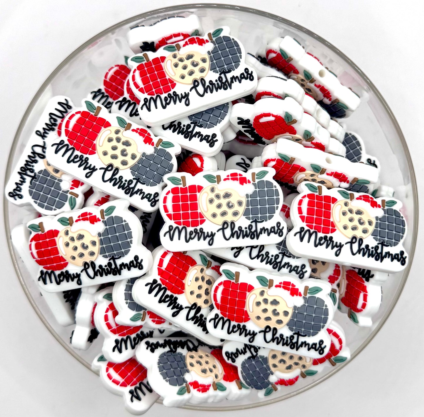 Merry Christmas silicone focal bead