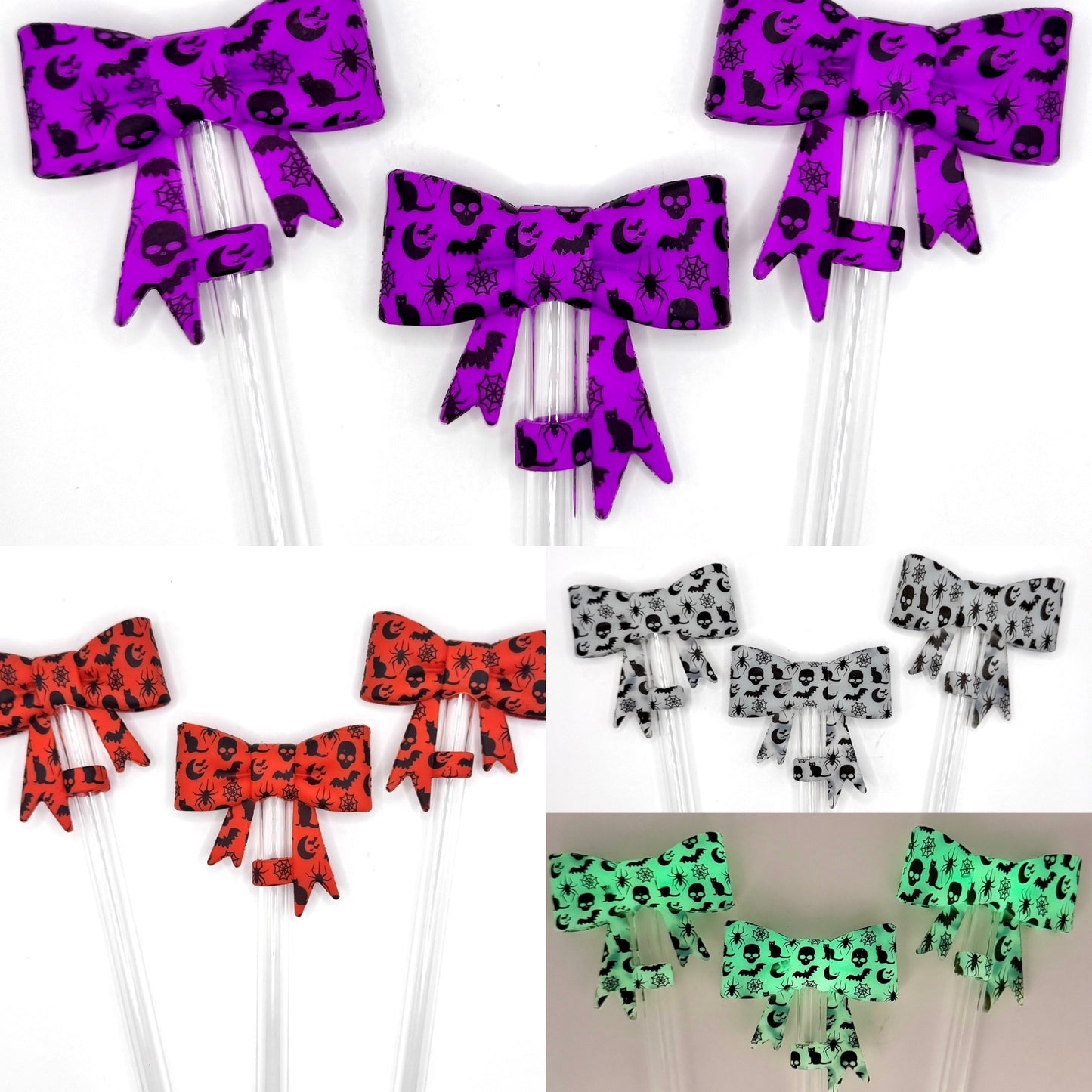 Halloween style straw topper silicone bows