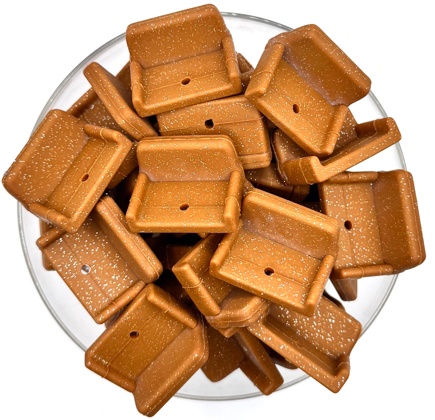 3D brown glitter couch (HBK exclusive) silicone focal bead