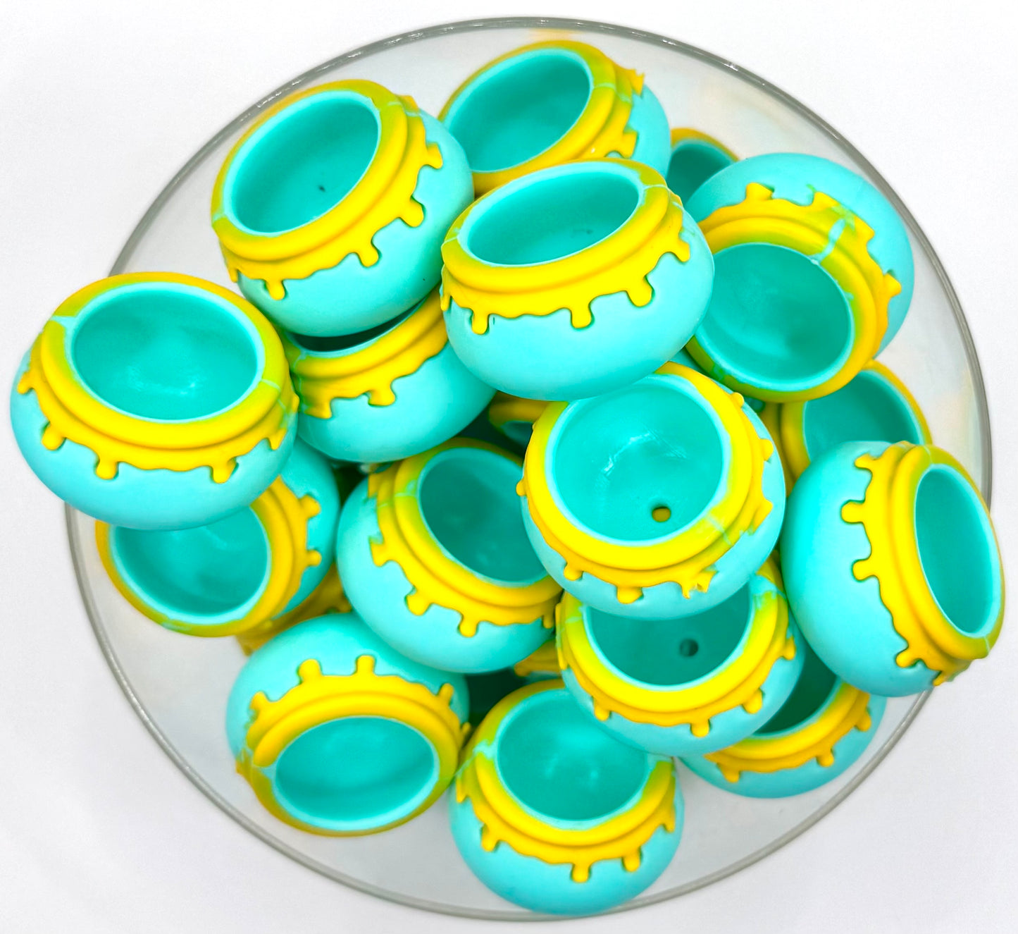 3D teal honey pot (HBK exclusive) silicone focal bead