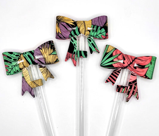 Tropical rainforest bow silicone straw topper