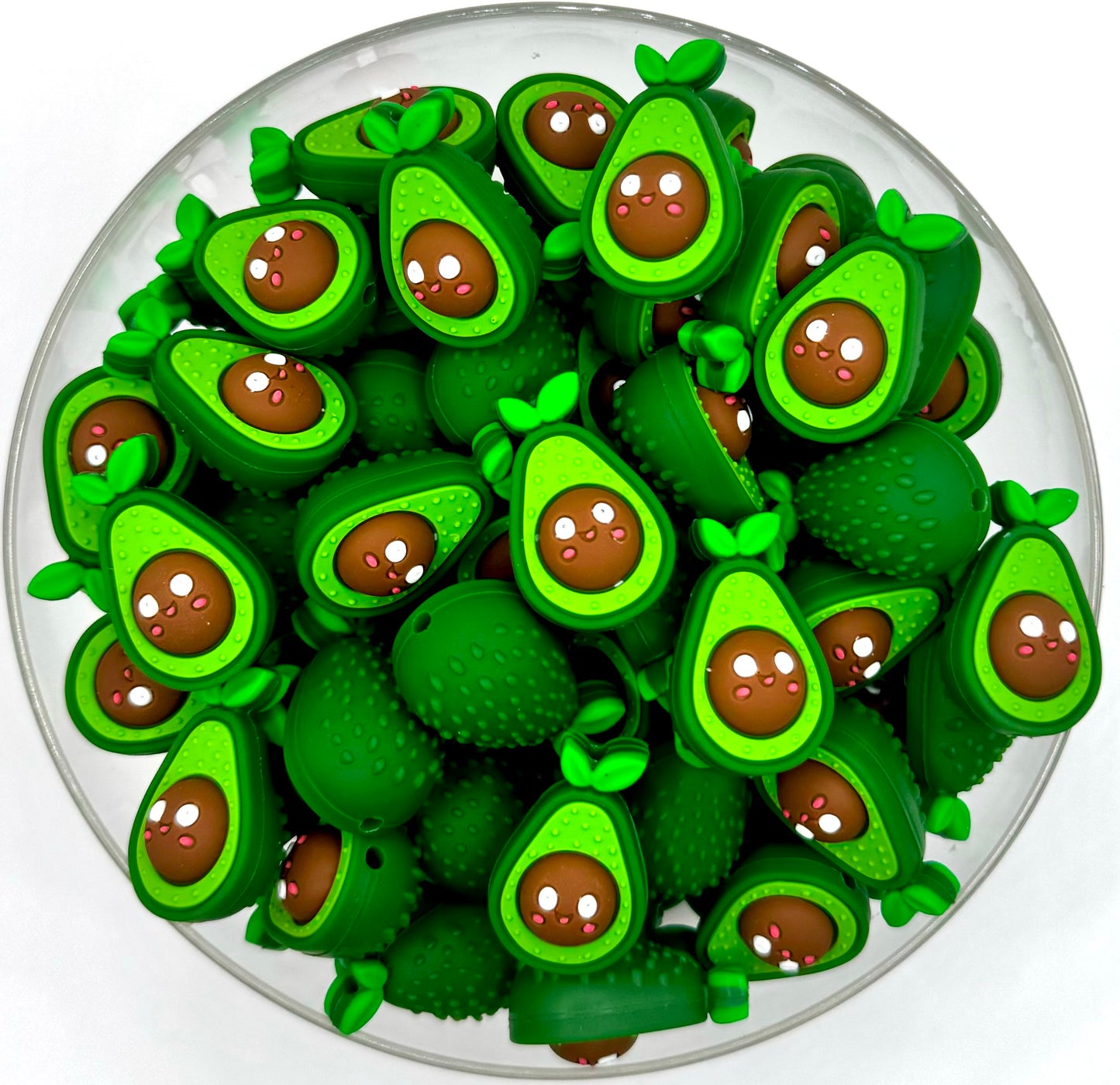 3D avocado silicone focal bead