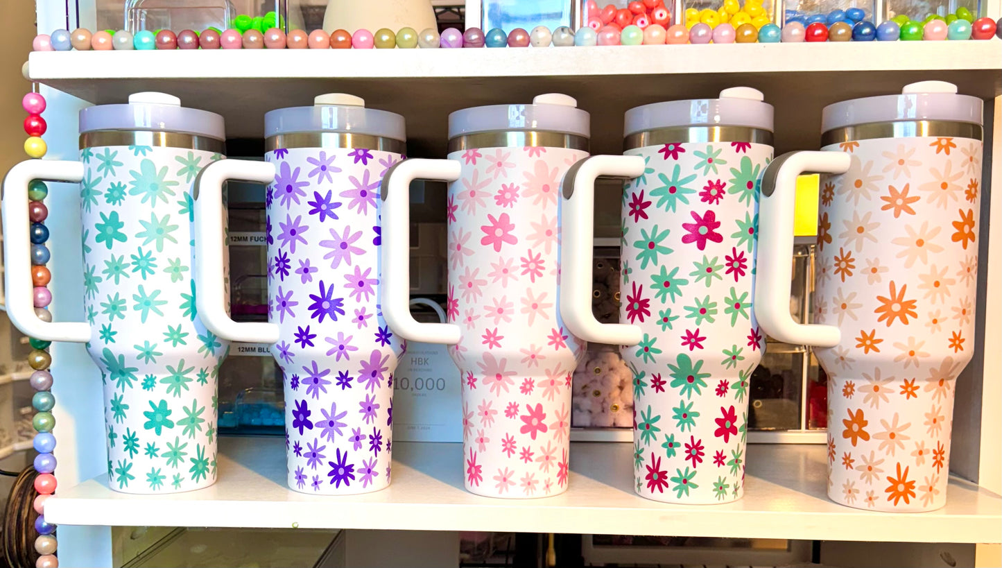 40 oz stainless steel daisy timbler cups (HBK exclusive)