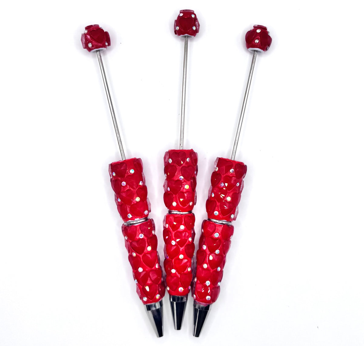 Red hearts fancy beadable pen