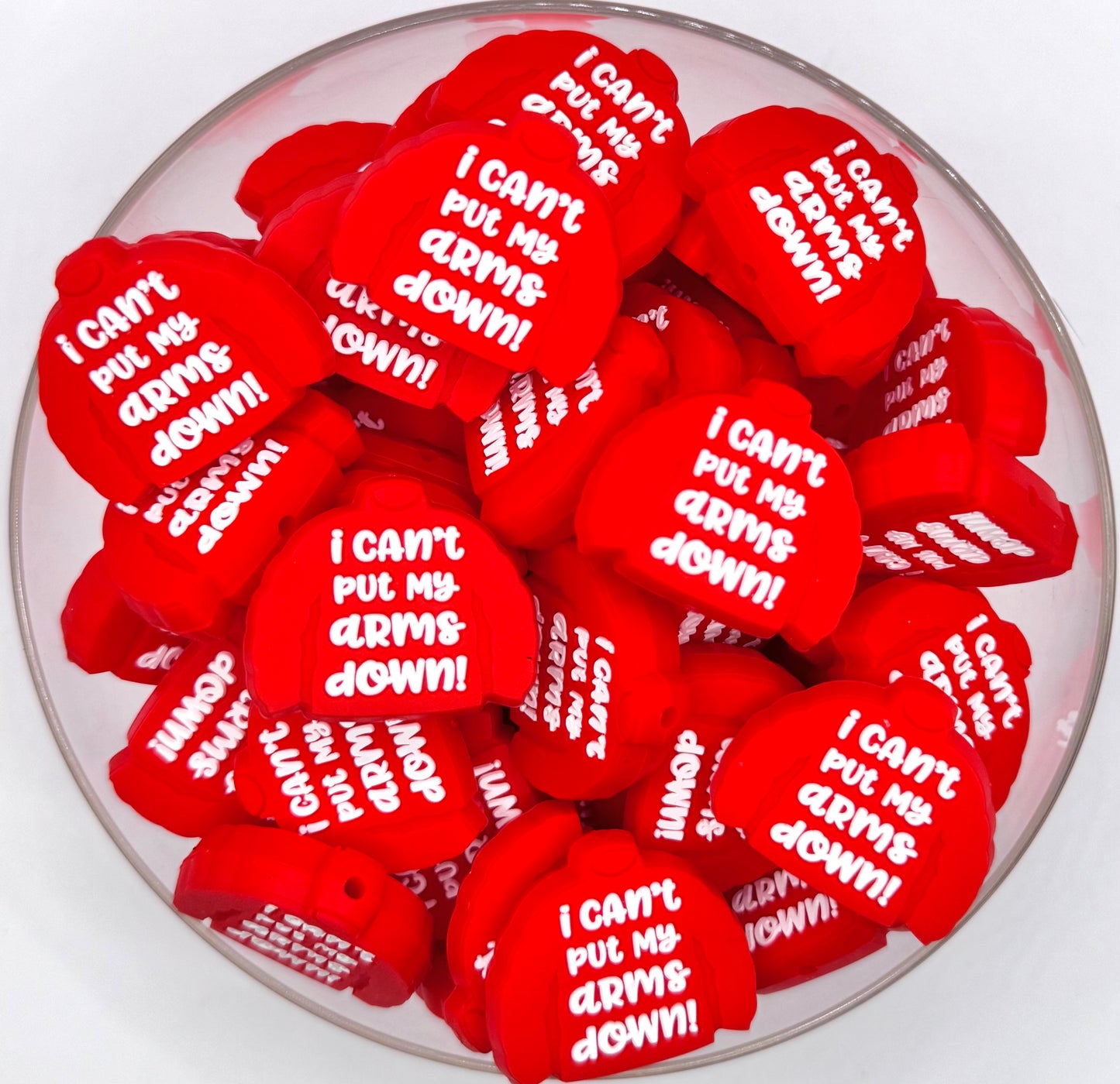 I can’t put my arms down silicone focal bead