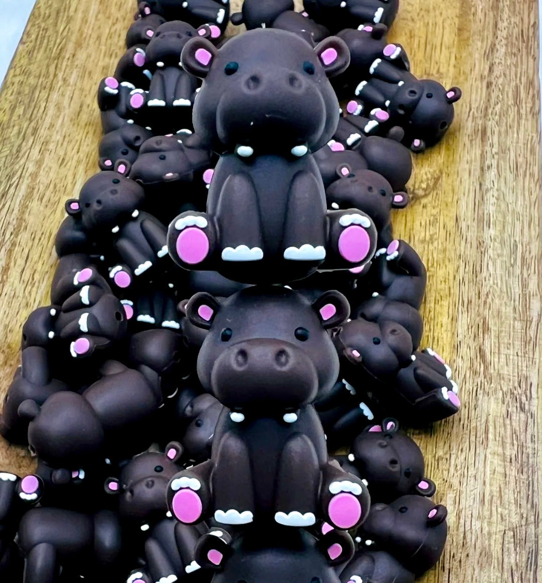 3D hippo (exclusive) silicone focal bead