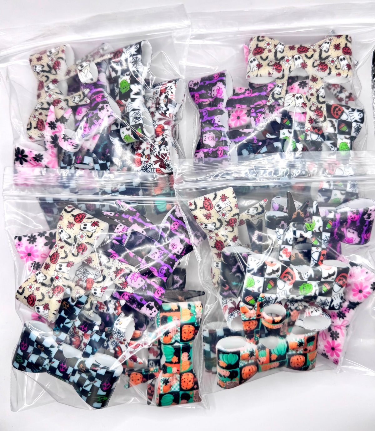Halloween mix big bow straw topper (pack of 8)