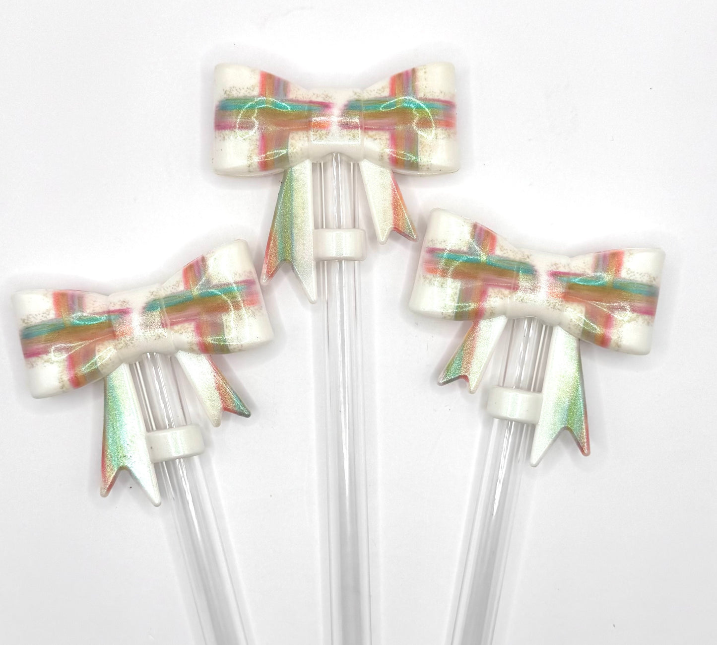 Opal brushstroke cross (exclusive) silicone straw topper