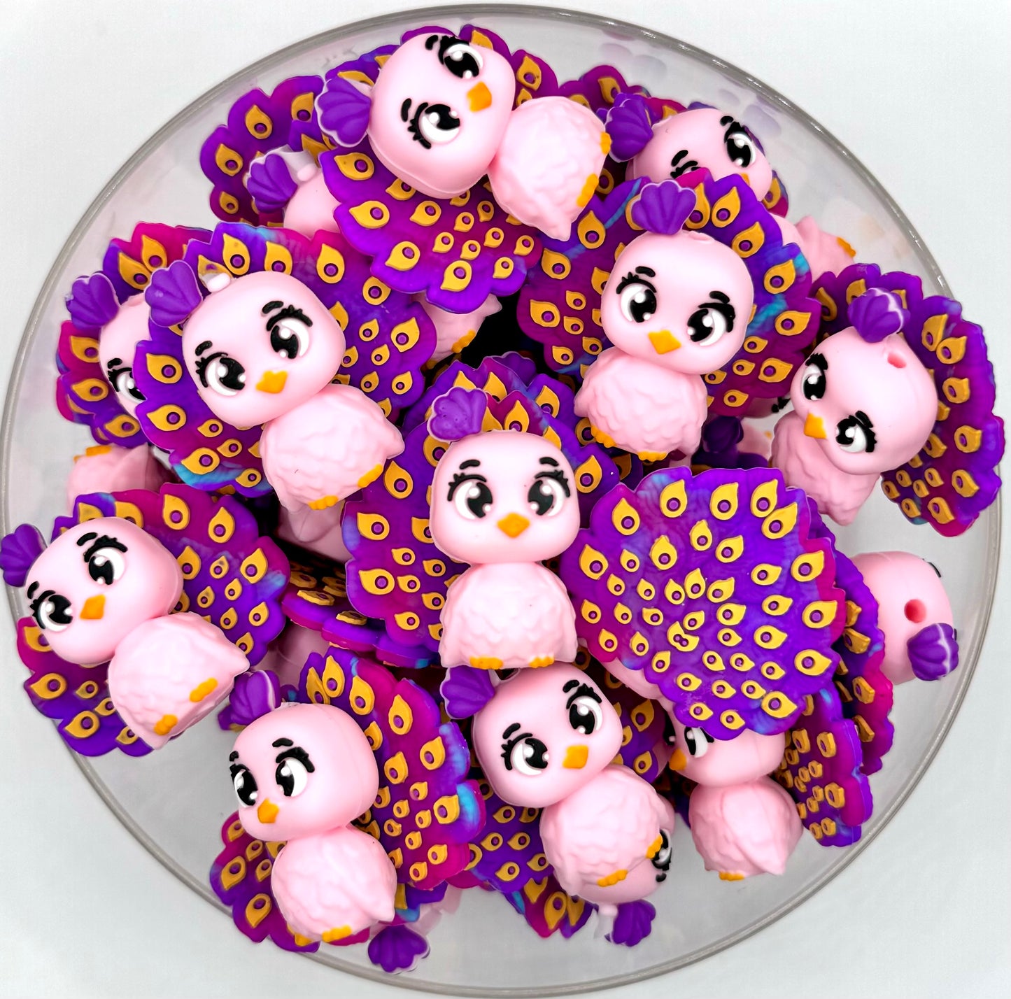 3D Piper the peacock (HBK exclusive) silicone focal bead