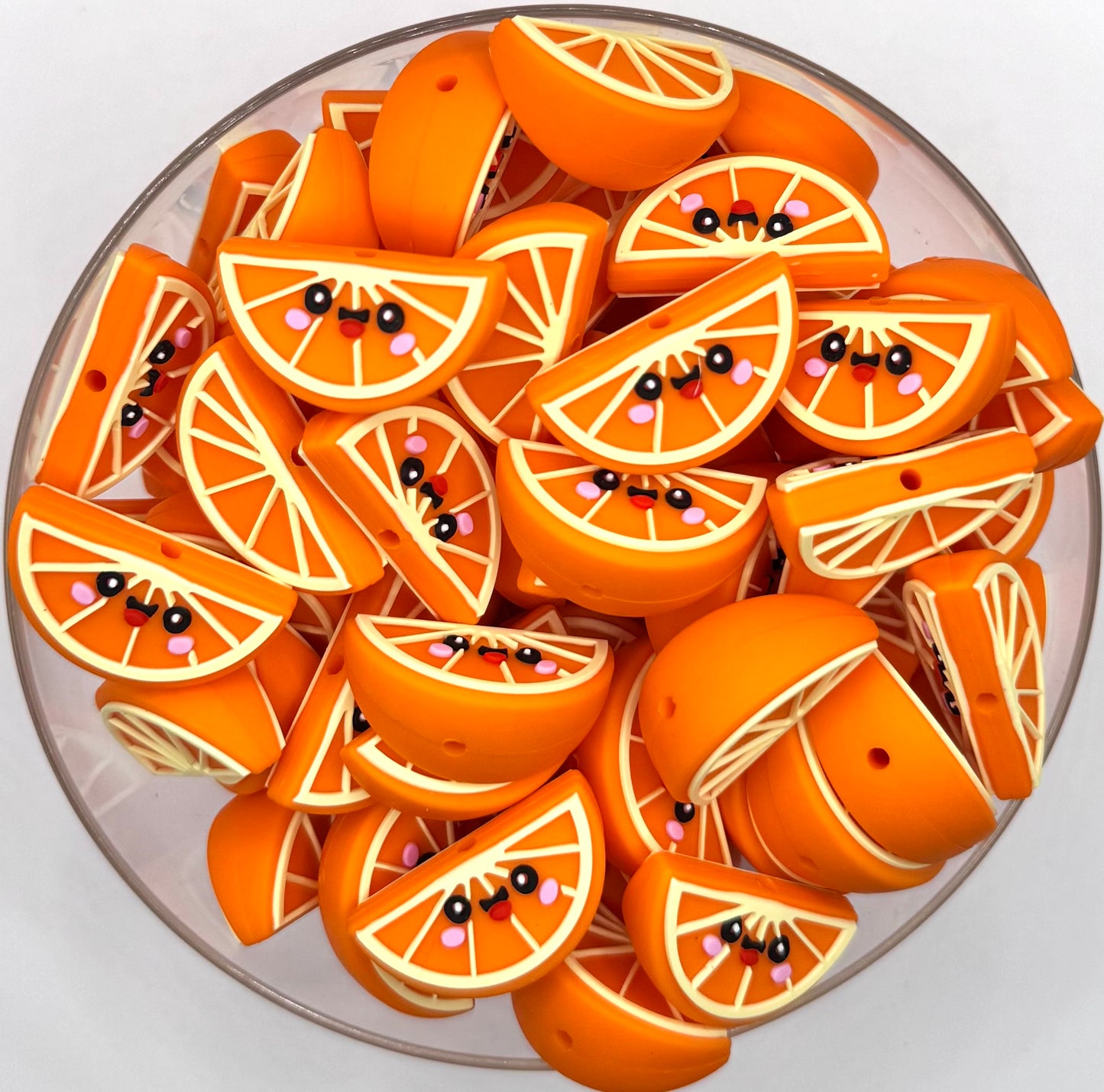 3D orange slice silicone focal bead
