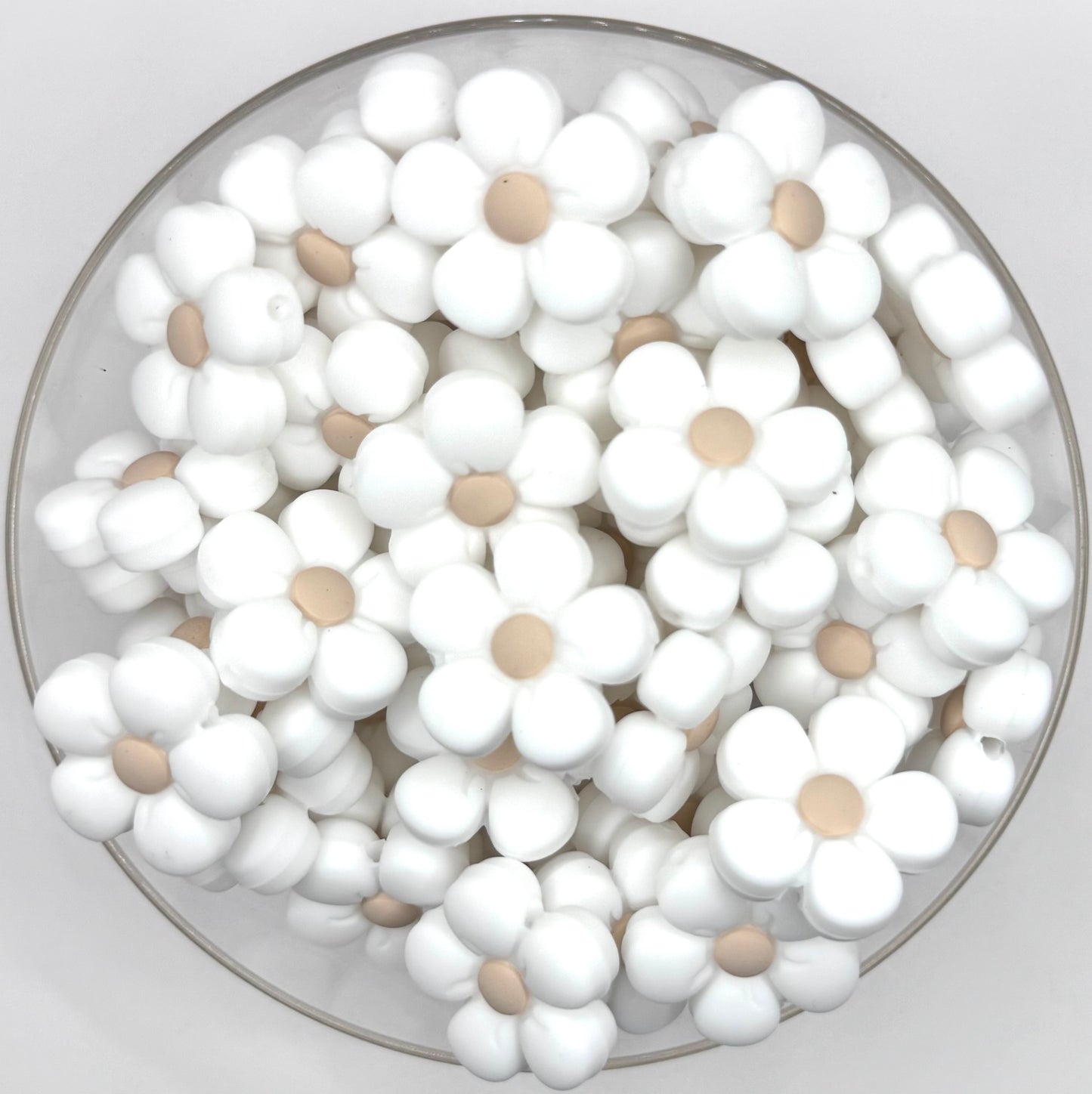 3D daisy silicone focal bead