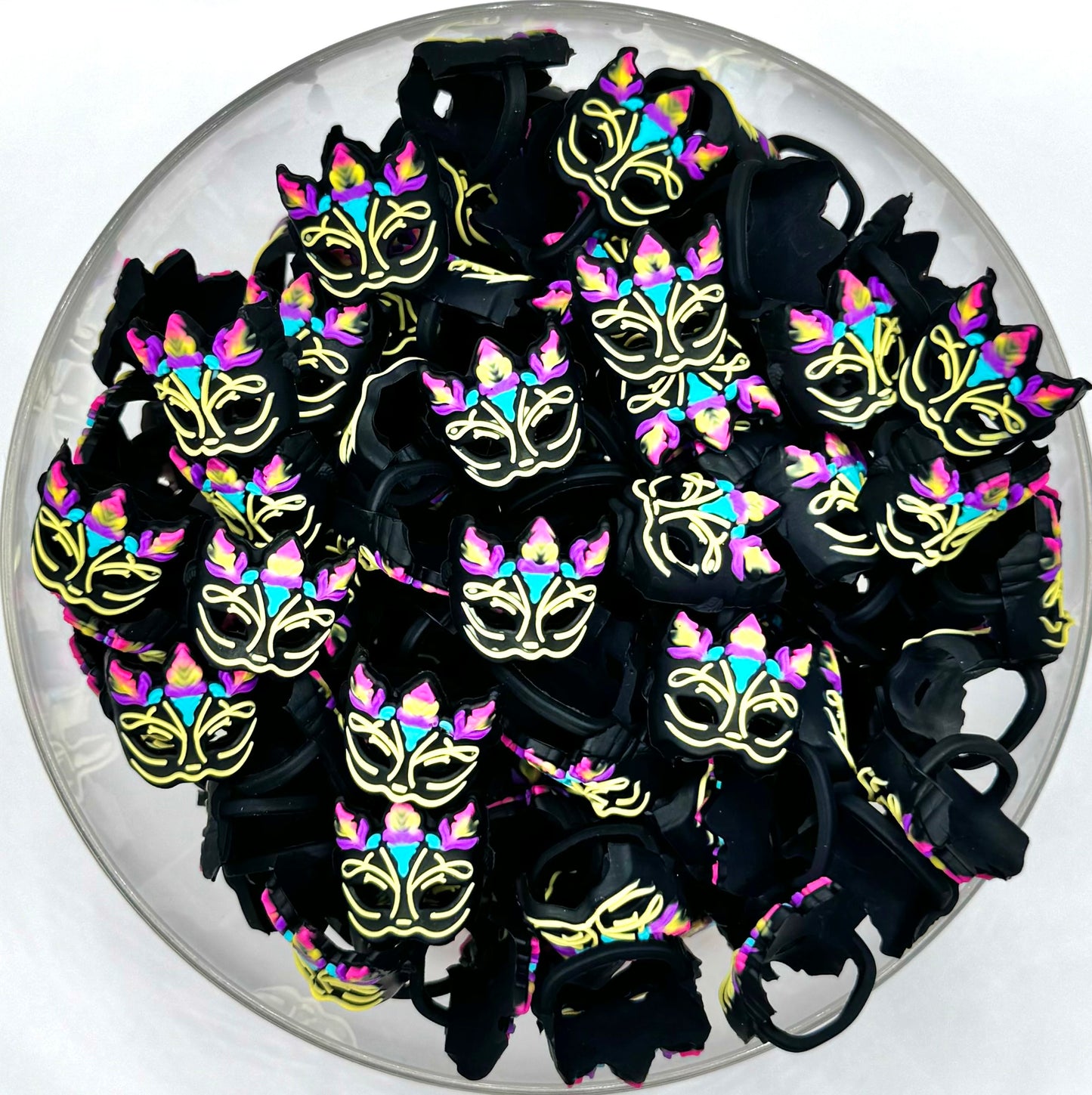 Mardi Gras masks (HBK exclusive) silicone focal bead