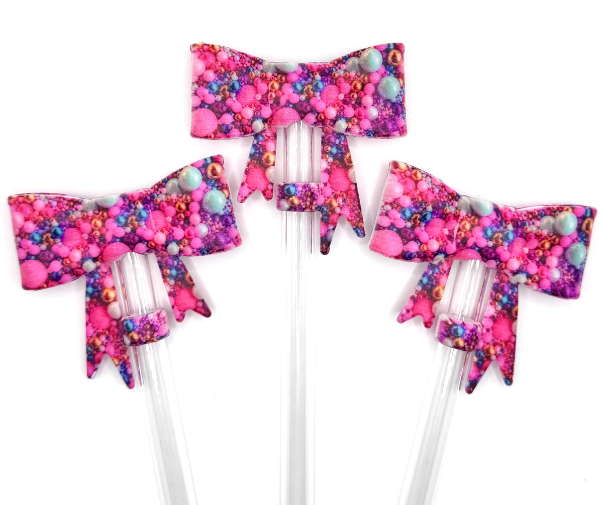Bubblegum bling (HBK exclusive) big bow silicone straw topper