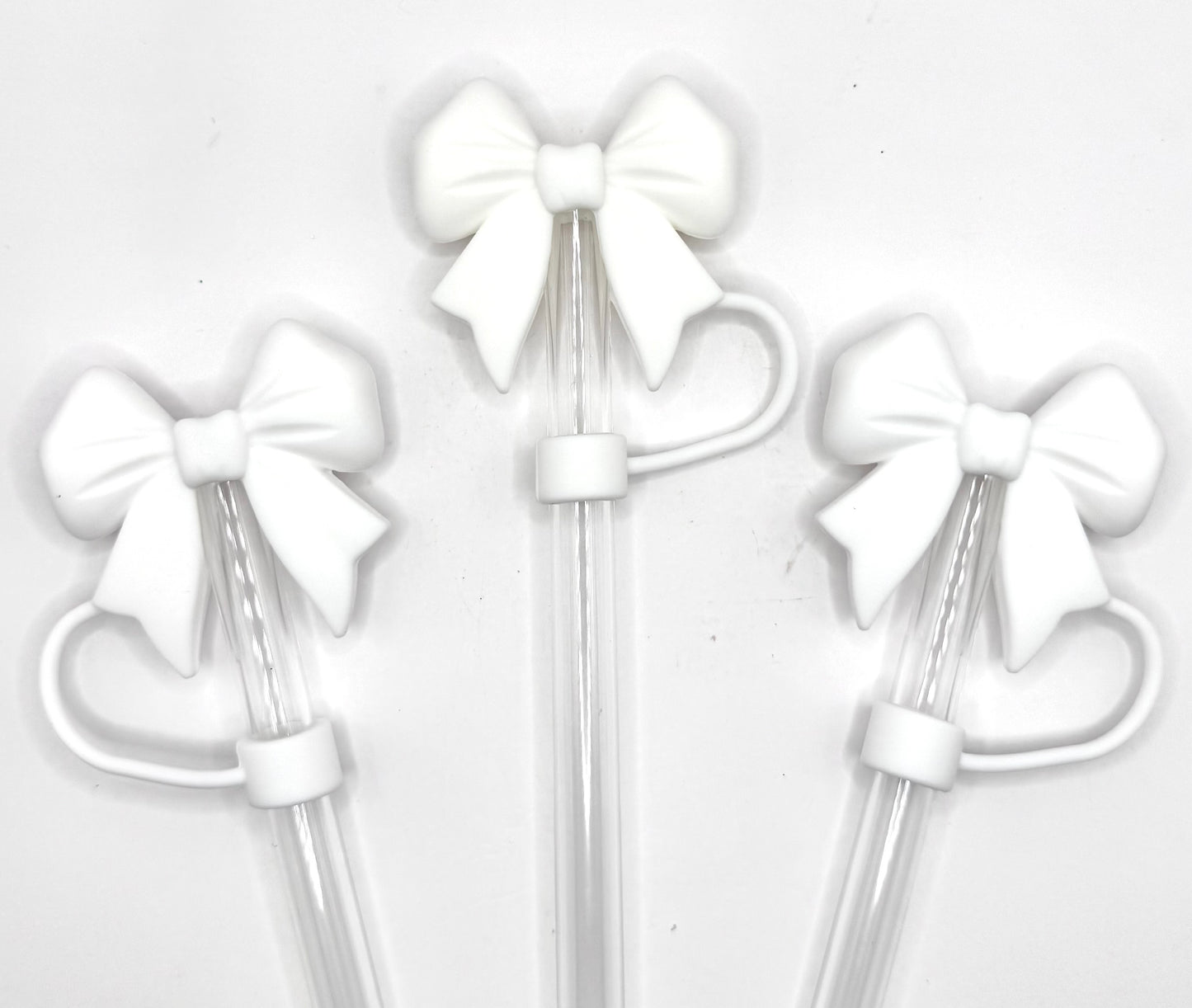 White big bow silicone straw topper (exclusive)