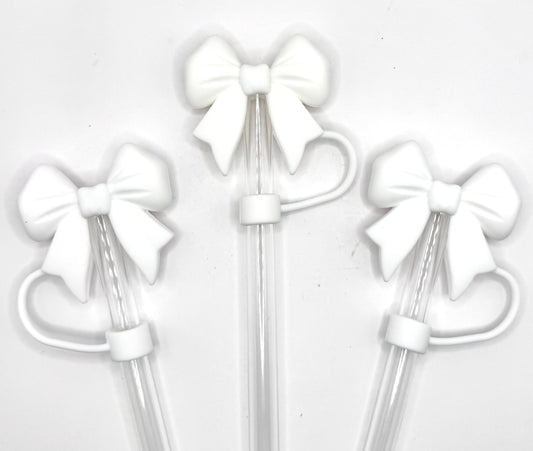 White big bow silicone straw topper (exclusive)