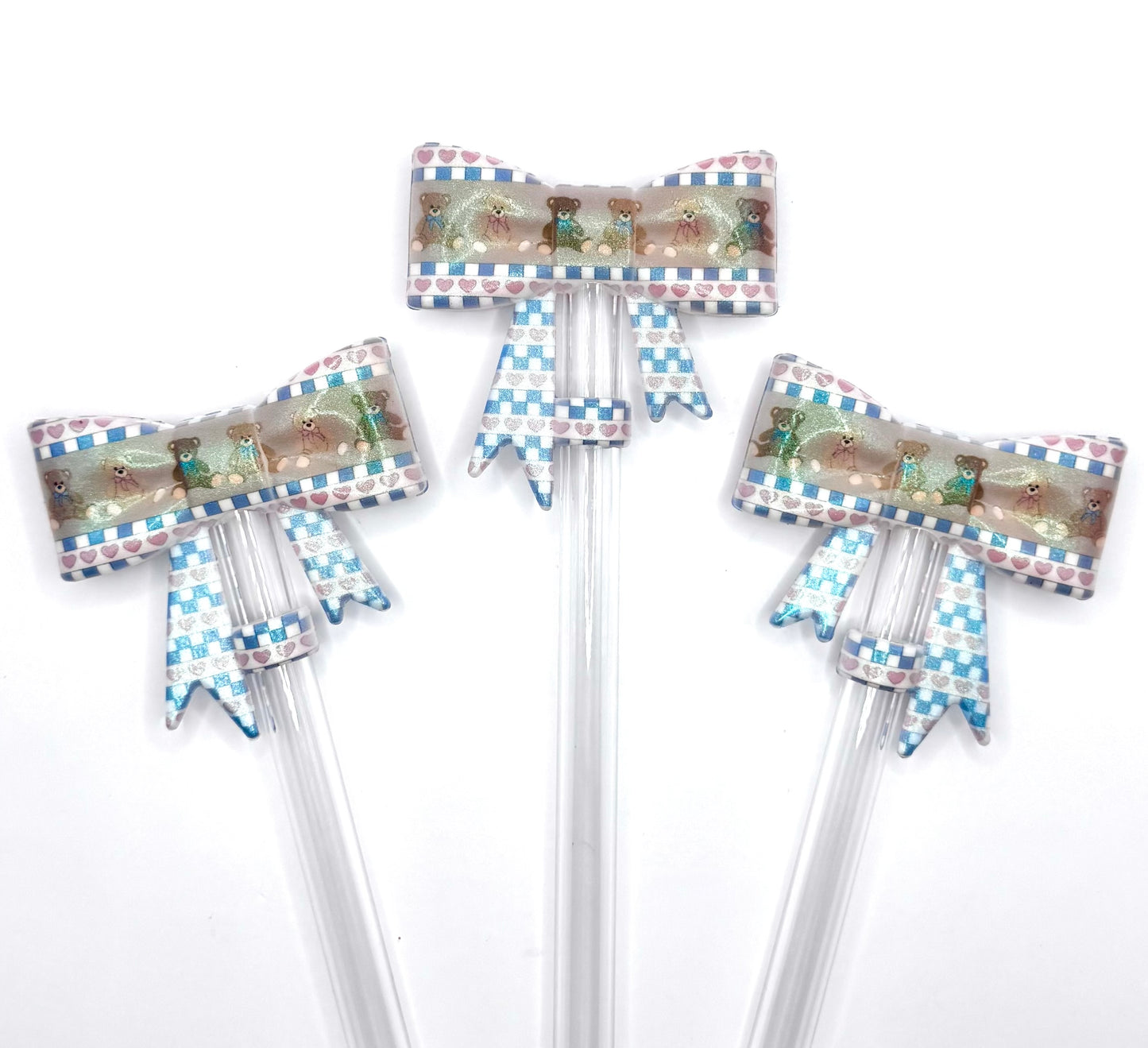 Vintage teddy bear (HBK exclusive) silicone straw topper