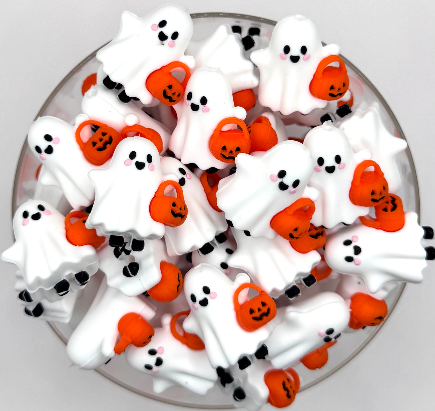 3D trick-or-treating ghost silicone focal bead