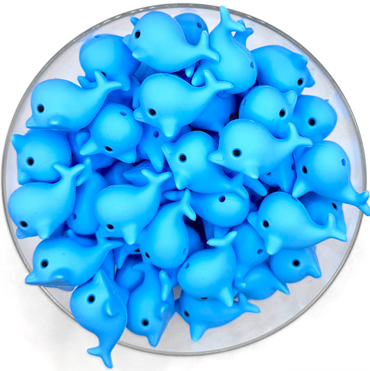 3D “Blue” the dolphin silicone focal bead