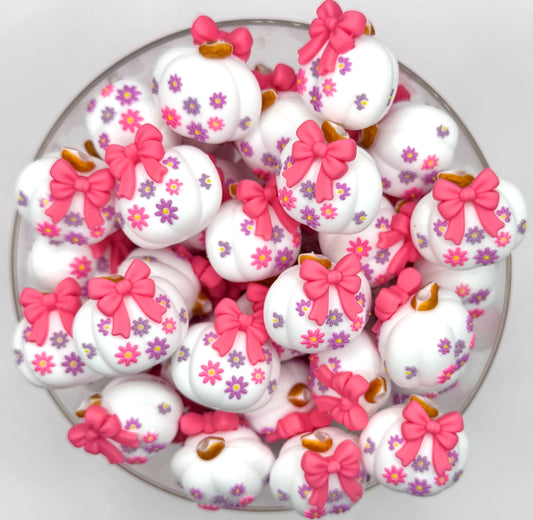 3D daisy pumpkin (HBK exclusive) silicone focal bead