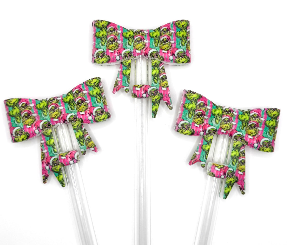 Mean & merry Christmas big bow silicone straw topper