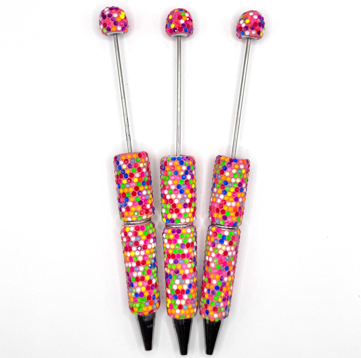 Rainbow sparkle bling beadable pen