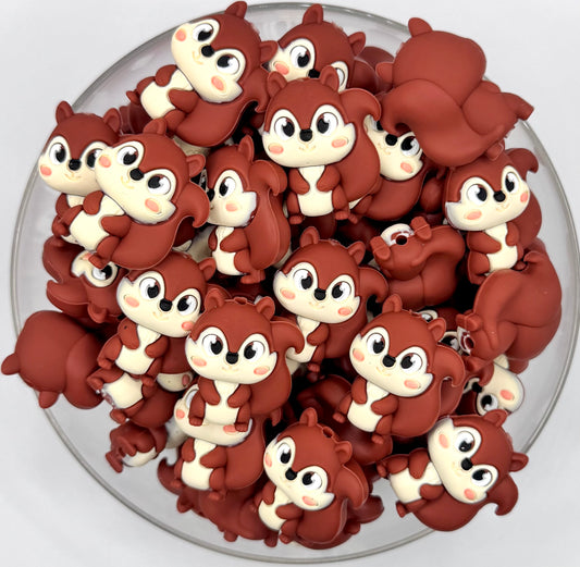 3D Sandy the squirrel silicone focal bead