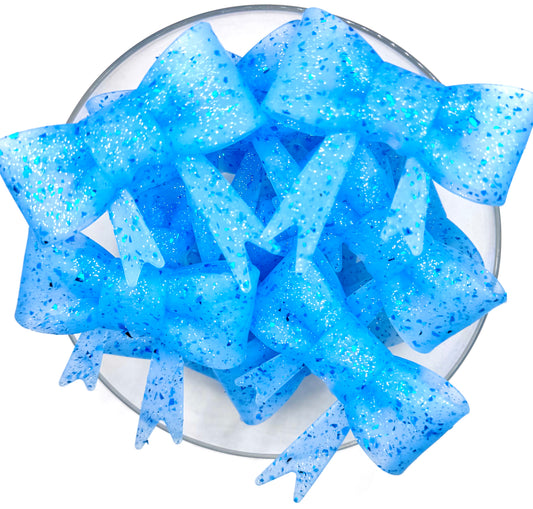 Blue confetti big bow silicone focal bead