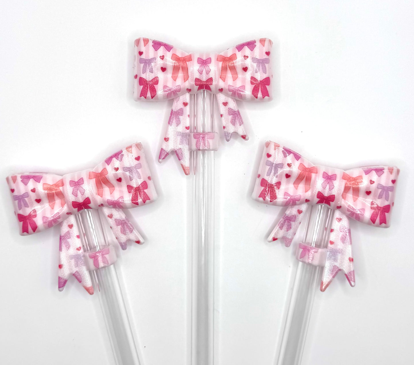 Striped bows big bow silicone straw topper (HBK exclusive)