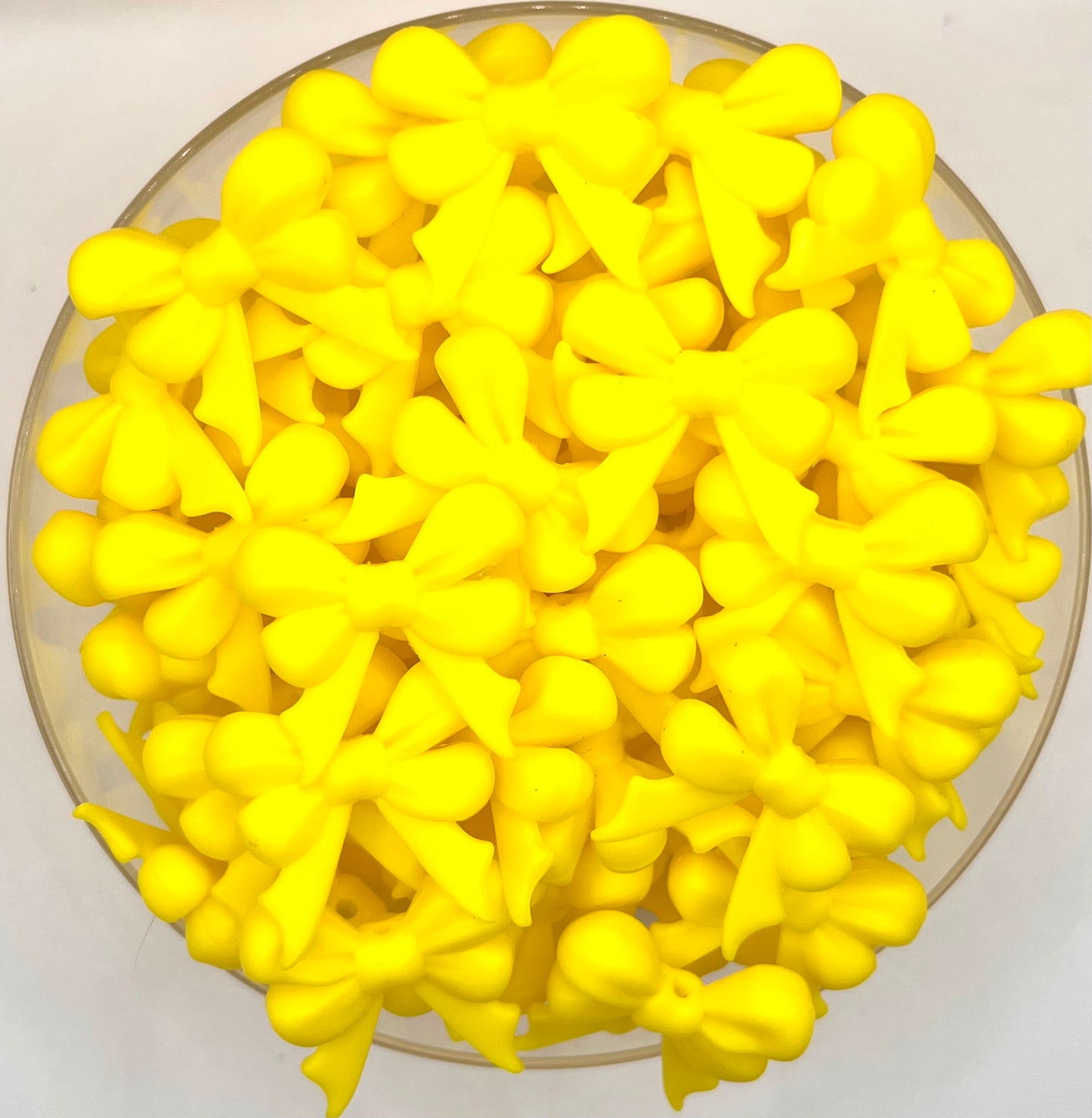 3D yellow ribbon bow long tail (HBK exclusive & collab) silicone focal bead
