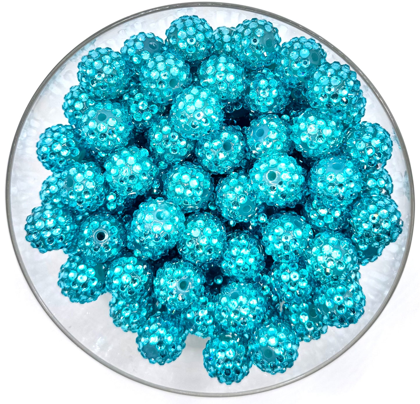 16mm turquoise rhinestone acrylic bead