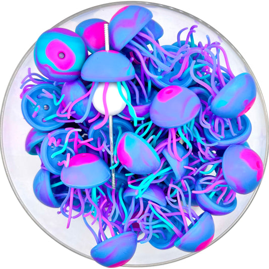 3D multicolor jelly fish (HBK exclusive) silicone focal bead