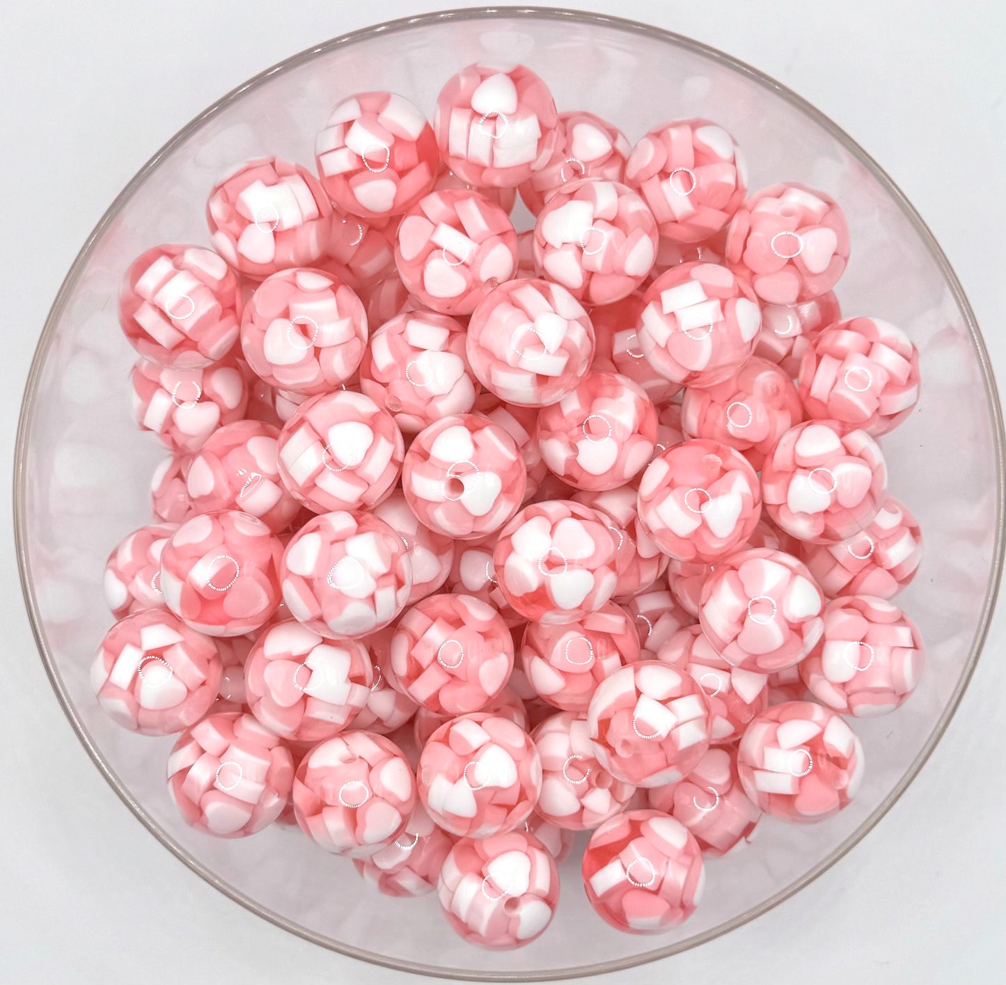 16mm acrylic heart beads