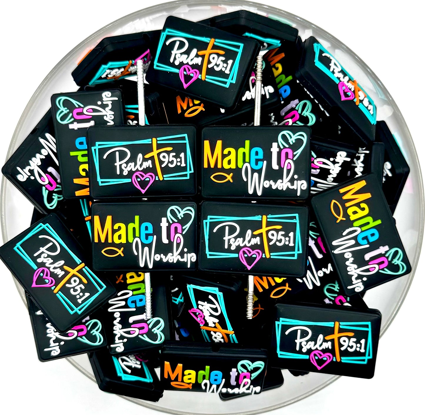 Made to worship psalm 95:1 silicone focal bead