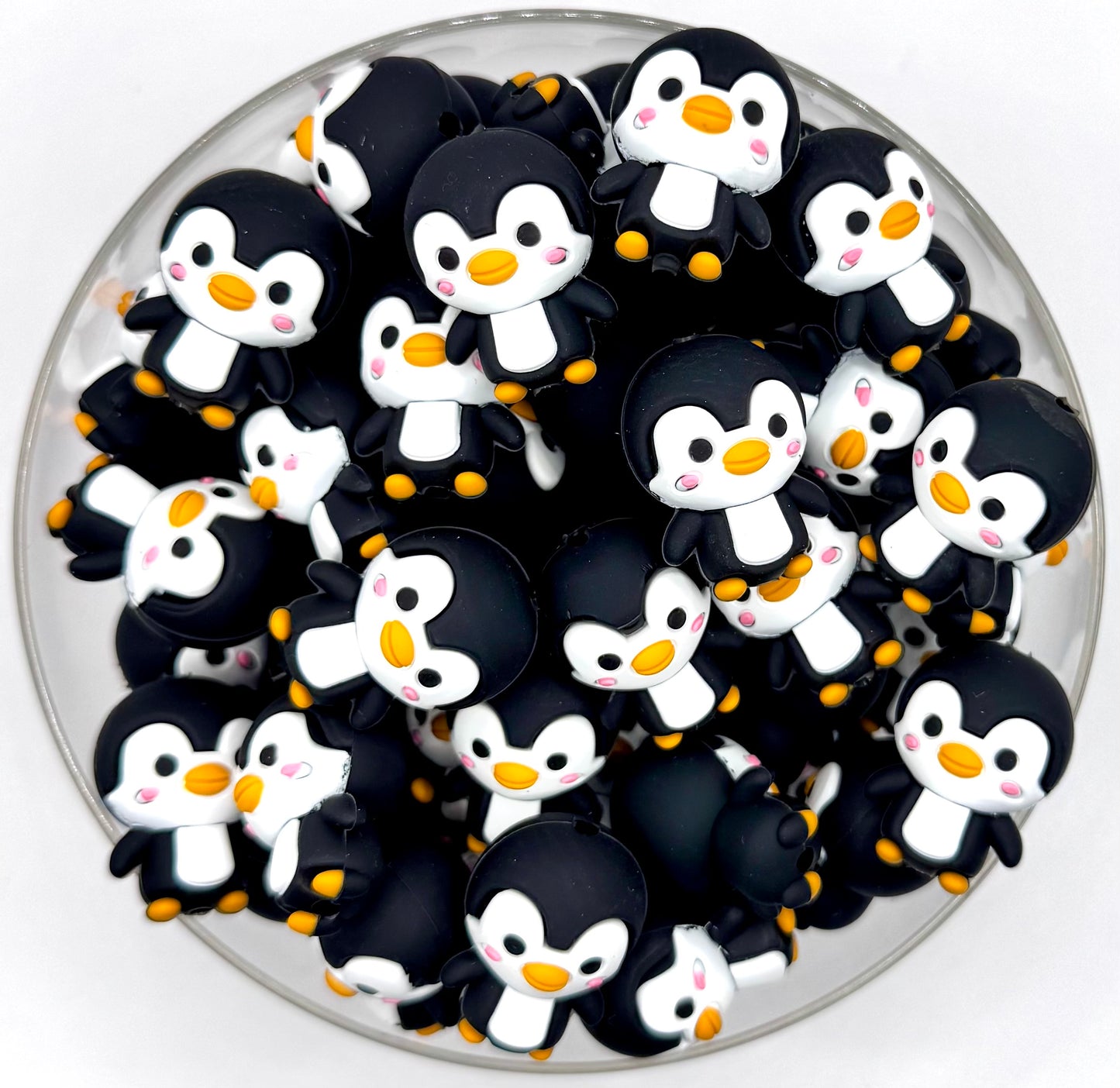 3D penguin silicone focal bead