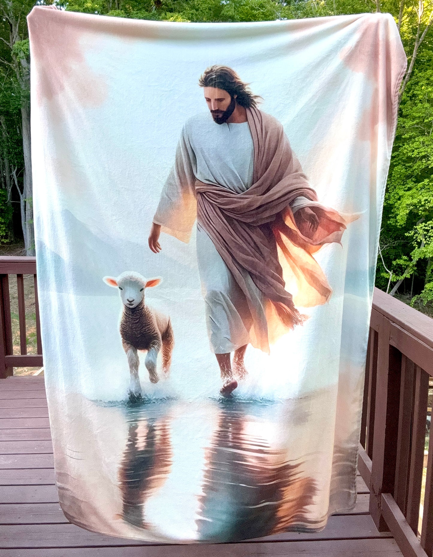 Jesus & the lamb (HBK exclusive) fluffy 79in x 60in blanket