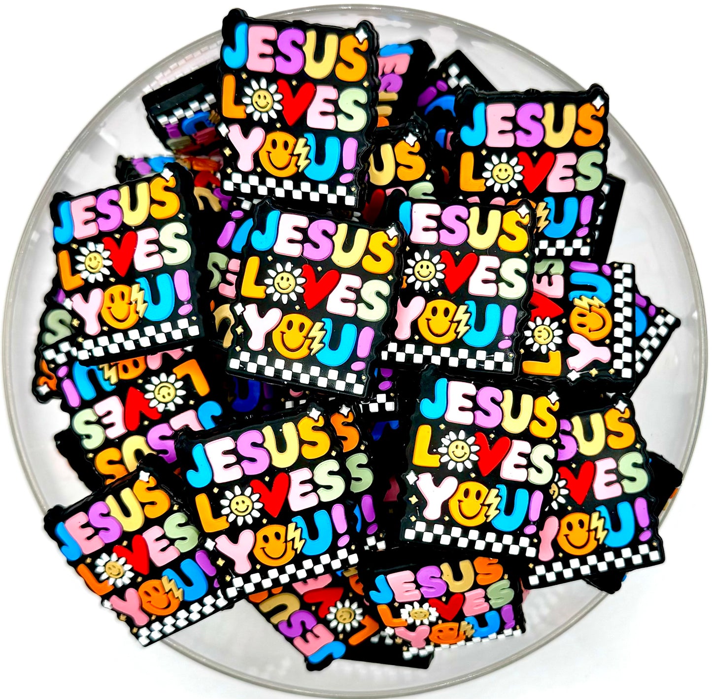 Jesus loves you silicone focal bead