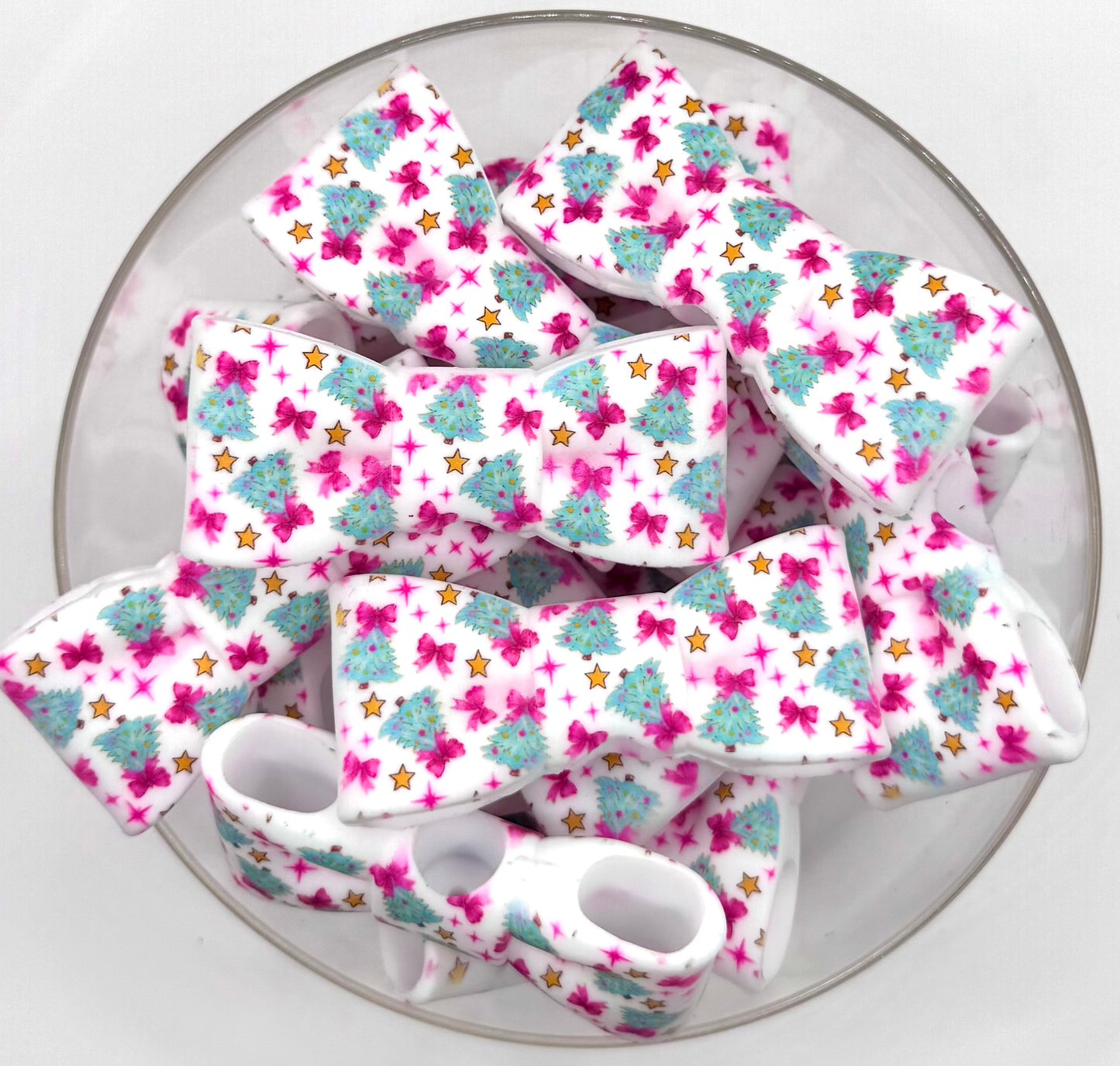 Girly Christmas bow silicone focal bead