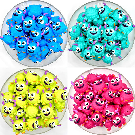 3D monsters silicone focal bead