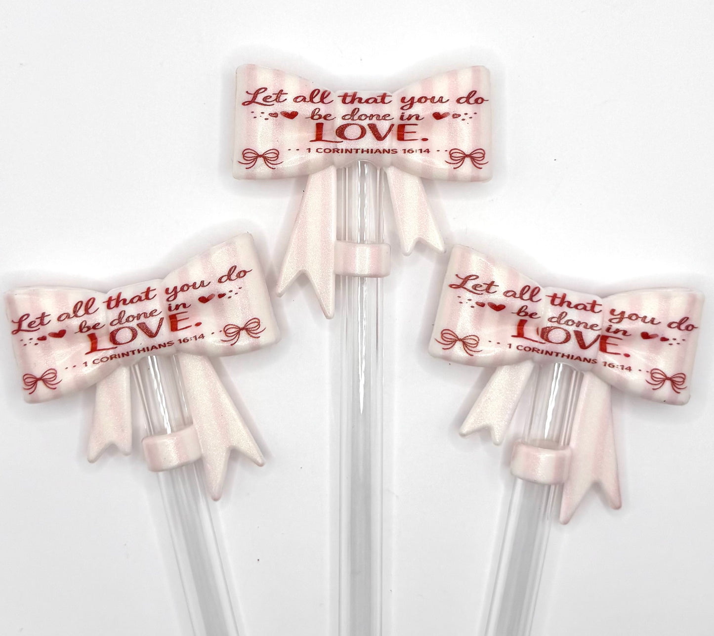 Let all you do be done in love (HBK exclusive) bow silicone straw topper