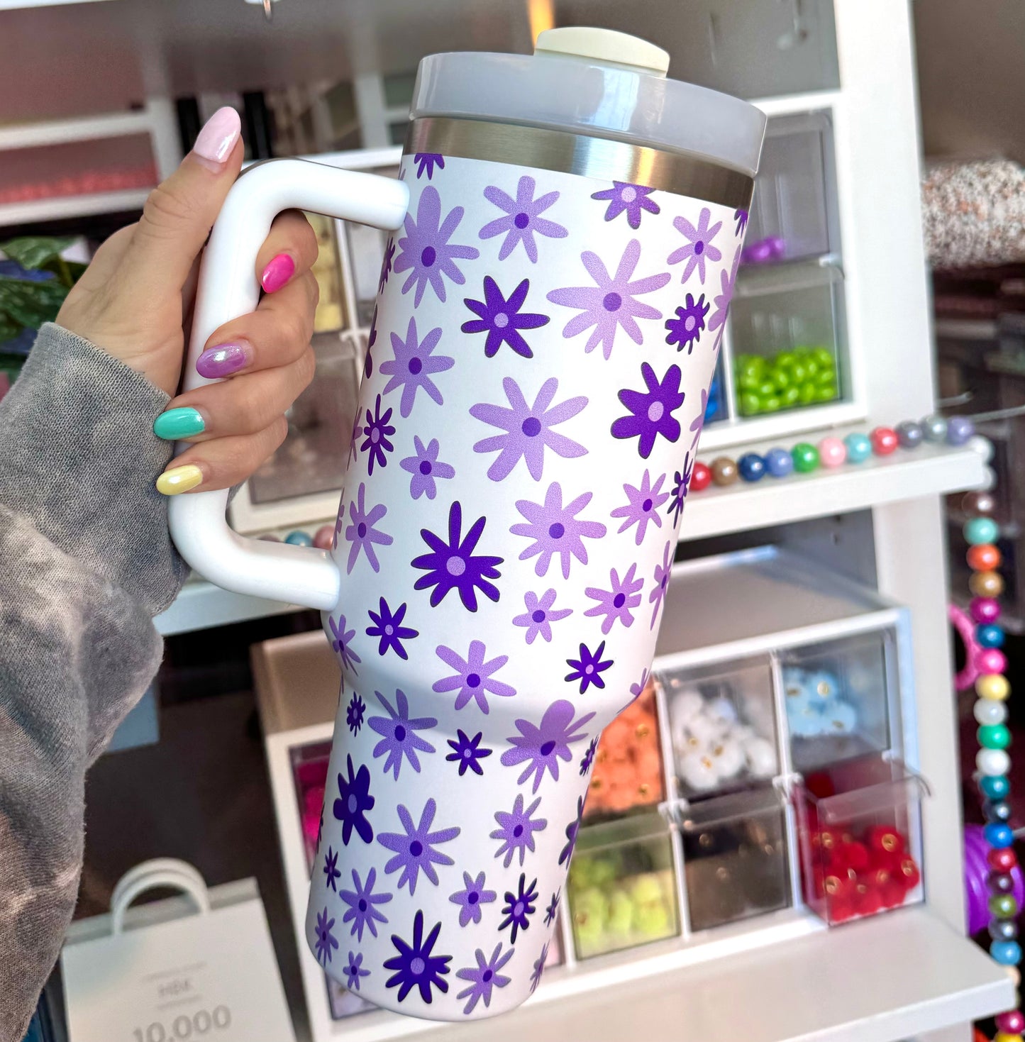 40 oz stainless steel daisy timbler cups (HBK exclusive)