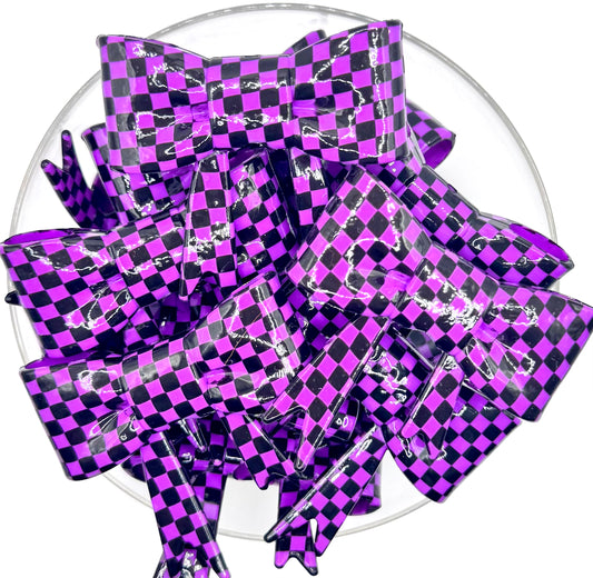 Opal purple checkered big bow silicone focal bead