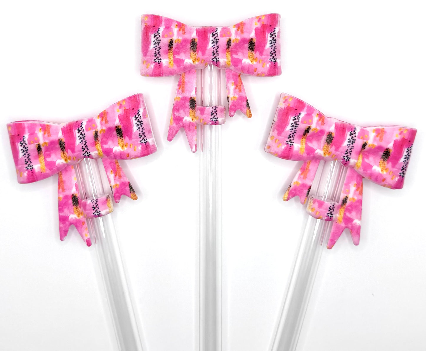Pink waterbrush silicone straw topper