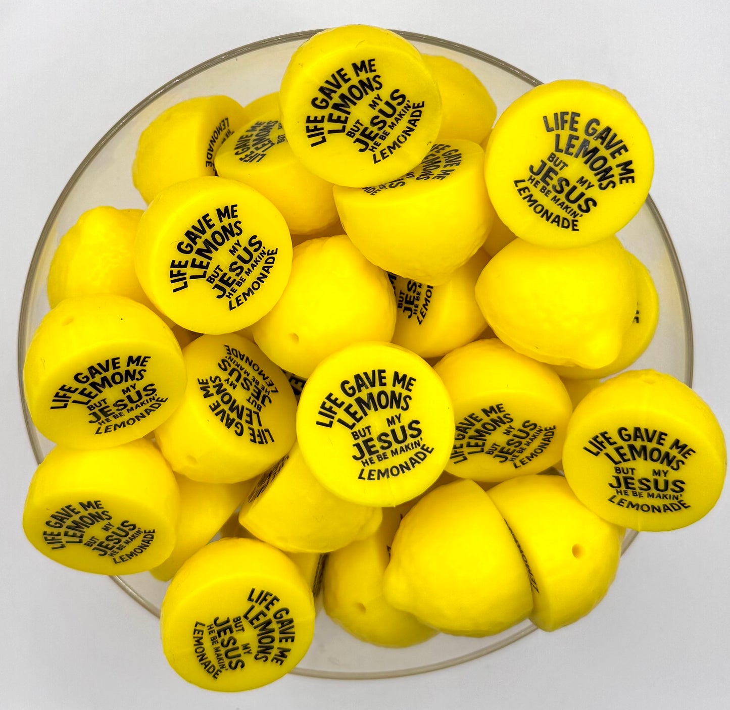 3D lemon “life gave me lemons but my Jesus he be makin lemonade” (HBK exclusive) silicone focal bead