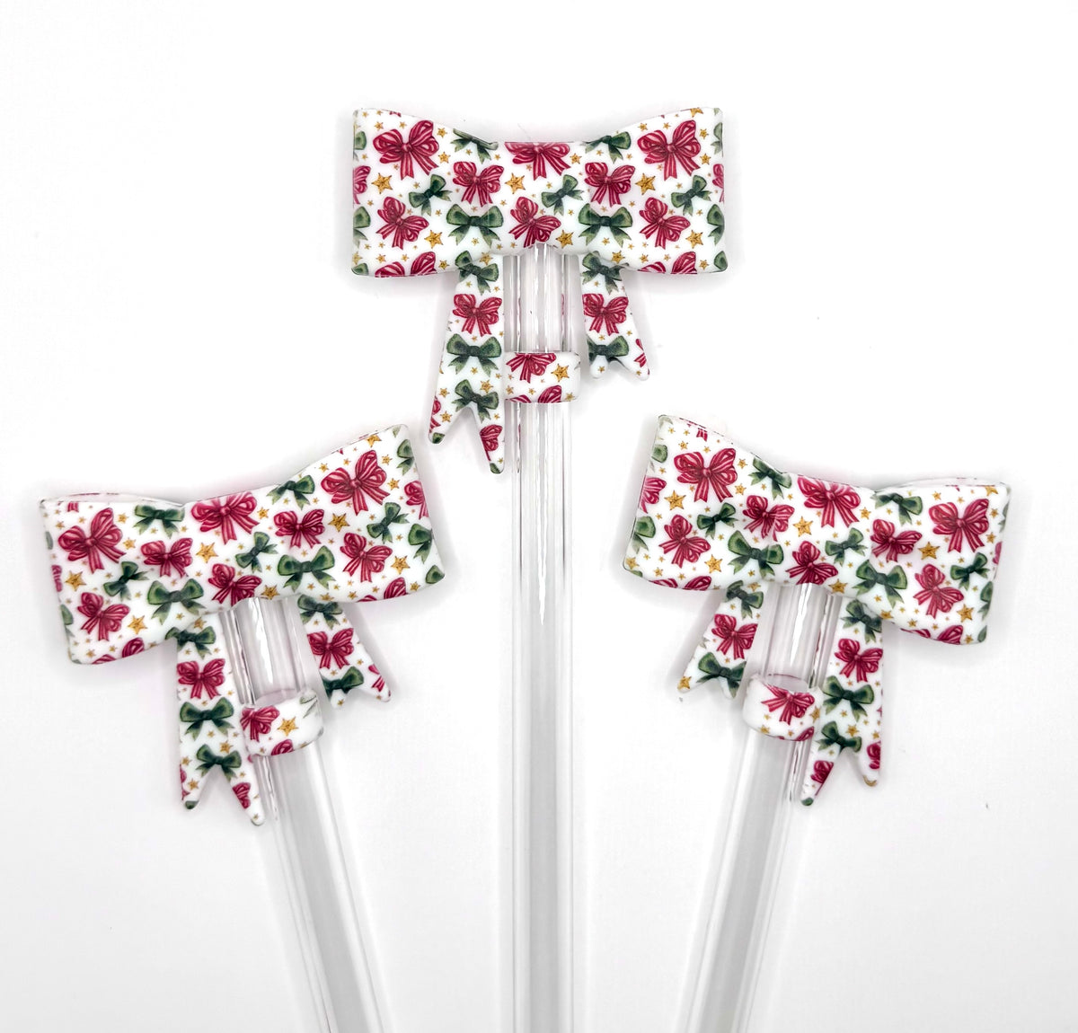 Christmas bows big bow silicone straw topper