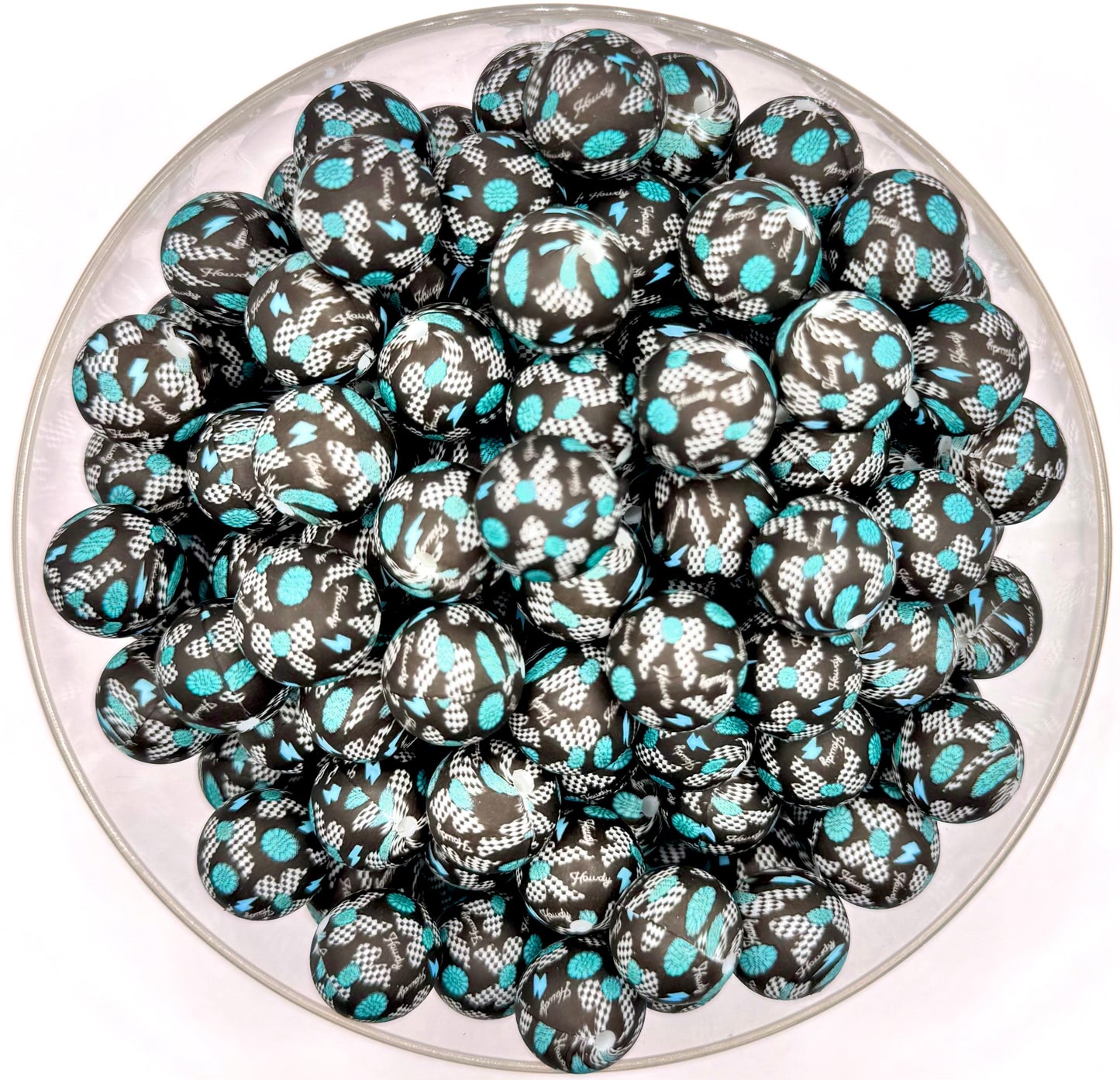 15mm howdy checkered bow silicone bead