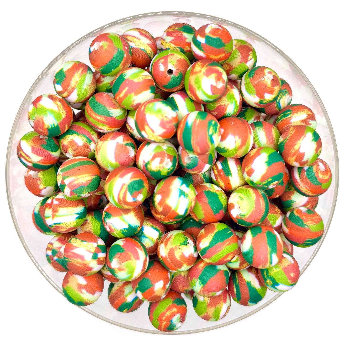 15mm Christmas brushstroke (HBK exclusive & collab) silicone bead