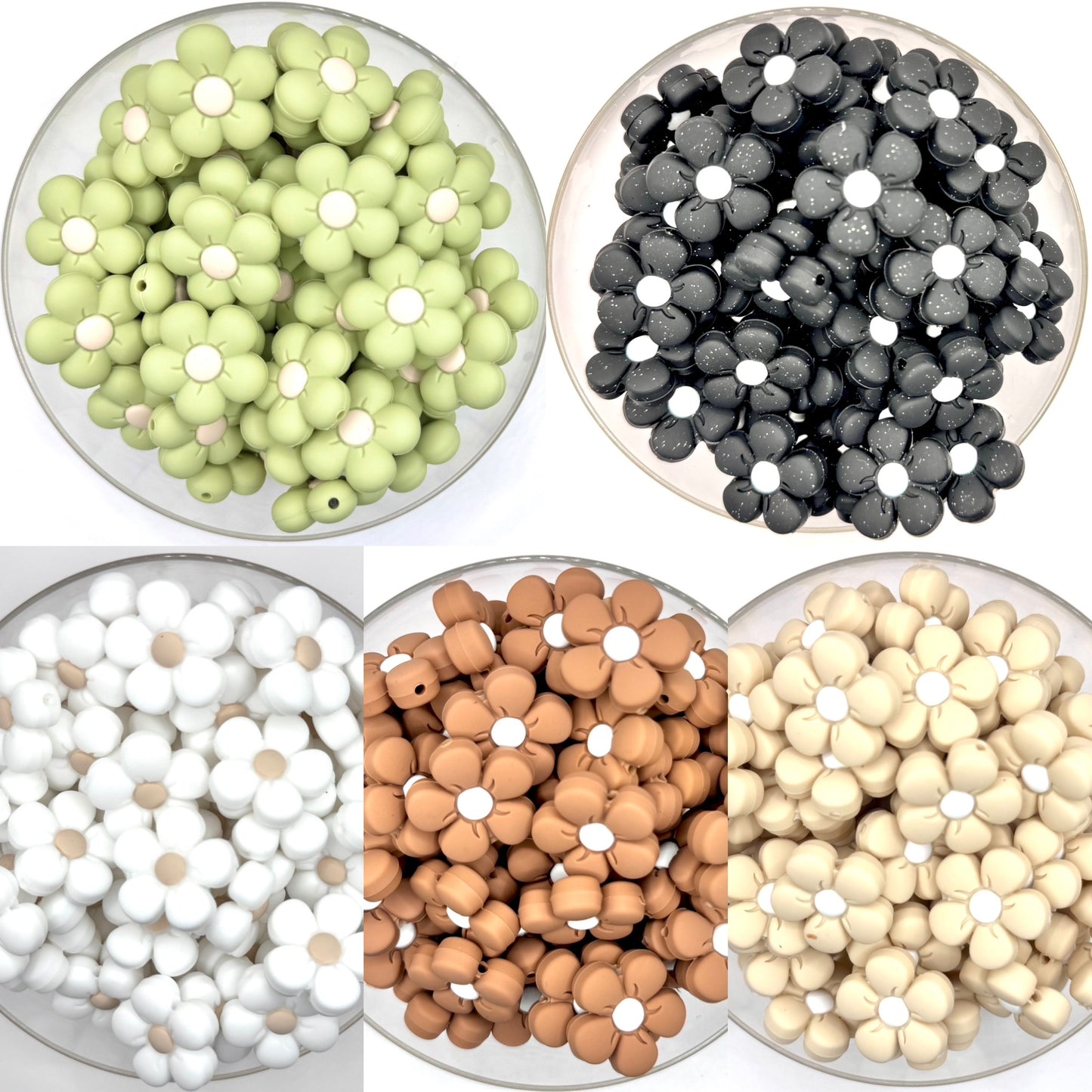 3D daisy silicone focal bead