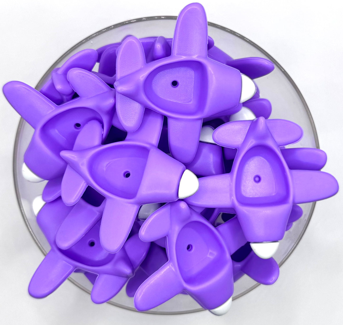 3D purple airplane (HBK exclusive) silicone focal bead