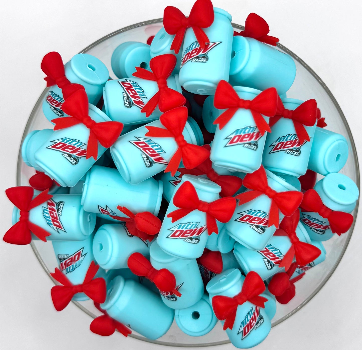 3D mnt dew Baja blast (HBK exclusive) soda can silicone focal bead