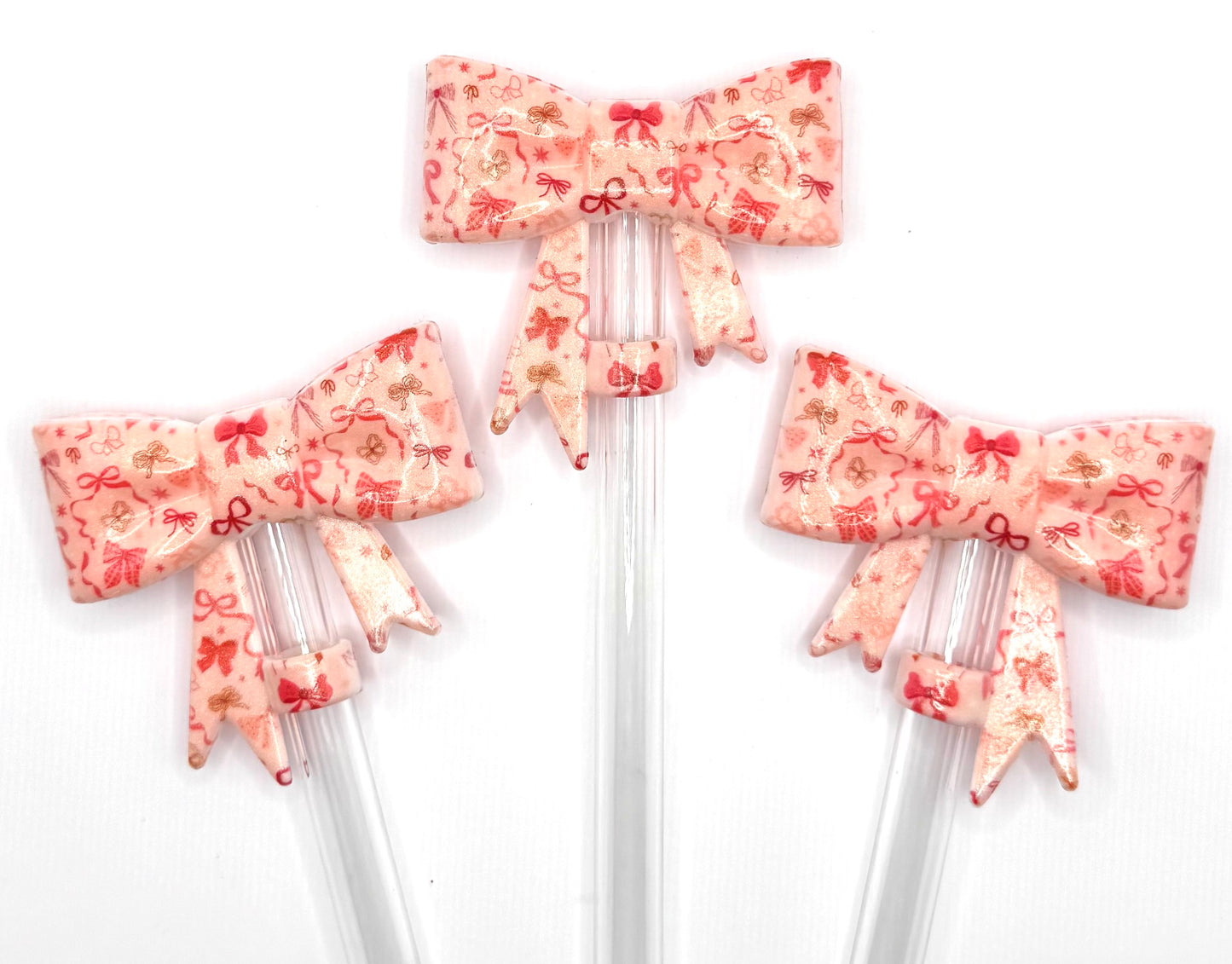 Coquette bow silicone straw topper